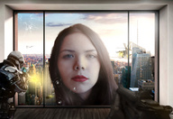 giantess collage city helicopter brunette indoors looking_at_viewer soldiers shooting huntergiantesses
