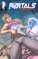 drawing blonde color long_hair blue_eyes clothed barefoot shrinking bed ponytail portal belly falling pants bedroom giantessfan