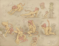 breasts drawing nipples karbo nude pussy tail color pubic_hair cat_ears yellow_eyes felarya pink_hair lying_down sitting dryad doodles forest cat_girl box stretching plant_girl trees looking_at_viewer scratching caylin pointed_ears tent poses yawning