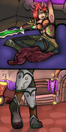drawing micro horns comic color barefoot sweat boots foot_worship worship world_of_warcraft smothering blindfold mspaintgts sarianis illidari mmo