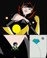 breasts drawing giantess earth giga comic black_hair color crossover cleavage brunette superhero multiple_sizes moon sun giantesses white_skin superheroine dc_comics cosmic_giantess janet_van_dyne marvel_comics shrinking_violet nightcore100 legion_of_superheroes the_wasp between_breasts hair_streak