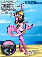 bikini drawing giantess furry anthro size_difference blonde color beach water green_eyes foot_crush shark_girl starlythepony