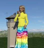 giantess landscape blonde skirt runswithferrets hills digital_render jylli watch_tower