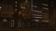 bikini nipples giantess city large_breasts long_hair high_heels buildings posing green_hair streets night semi_nude lamp digital_render endlessrain0110
