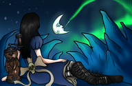 drawing micro feet black_hair color in_shoe moon socks dress boots shrunken_man x-ray resting alice_in_wonderland madness_returns smothering striped_socks mspaintgts