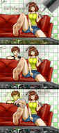 drawing blushing city comic color barefoot shrinking sitting shrunken_city sofa shrinking_device furefami