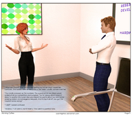 gentle clothed story red_hair shrunken_man standing digital_render openhighhat narration
