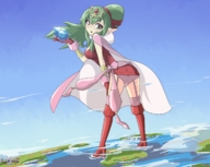 drawing blushing giga color high_heels green_eyes green_hair boots looking_down fire_emblem gamefreakdx tiki_(fire_emblem)