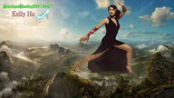 collage mega fantasy high_heels asian dress legs mountains river clouds sky black_dress giantessbuster209 kelly_hu