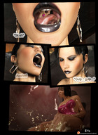 vore tongue mouth teeth digestion story lips shrunken_woman open_mouth panels stomach_acid stomach_view emi digital_render
