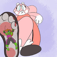 drawing furry tail cat blue_eyes in_shoe orange_hair pink_fur green_skin shima_luan