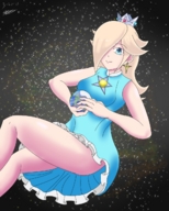 drawing gentle blonde space color blue_eyes handheld dress nintendo cosmic_giantess princess_rosalina gtsmaycry7