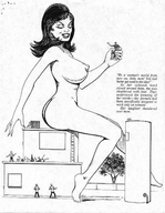 drawing giantess nude monochrome destruction handheld buildings cat95 sitting_on_building