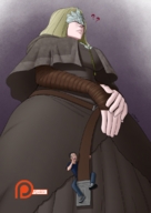 drawing color low_angle dress unaware shrunken_man belt dark_souls spokle fire_keeper