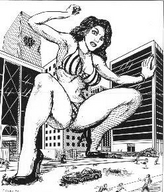 bikini drawing giantess city monochrome destruction high_heels cat95