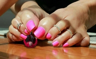 collage feet toes barefoot domination shrunken_man pink_nails pedicure floor toe_ring msku
