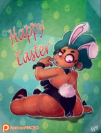 drawing giantess vore color butt_crush shrunken green_hair sitting mandy looking_down bunny_suit easter apeiron-macro