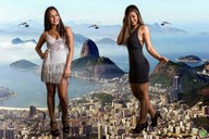giantess city long_hair clothed high_heels brunette looking_down mountains giantesses outdoors looking_at_viewer airplanes