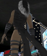 giantess city long_hair outdoors holding_on behind_view mortal_kombat digital_render sindel