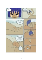 drawing comic futanari penis blue_hair cock_vore bulge medium_length_hair shrunken_man technimind