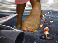 giantess collage giga barefoot soles airplane explosion walking dark_skin nail_polish point_of_view mushroom_clouds