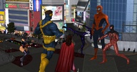 giantess city giant traffic venom vehicles outdoors crowds x-men psylocke digital_render spider-man cyclops marvel_comics scarlet_witch scarlet_spider