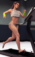 feet brunette sweat shrunken_men legs athletic sweaty_body imminent_crush treadmill digital_render gfsm bafefoot