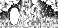 breasts drawing giantess nude manga monochrome long_hair storm soldiers lightning spear attack_on_titan ymir