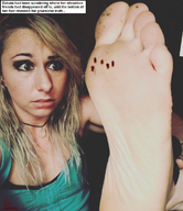 crush collage feet blonde long_hair barefoot soles blood story unaware looking_down multiple_victims stuck_to_foot eyes_wide