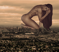 collage nude city mega long_hair kneeling muscles skyscraper clouds athletic sky tattoo redcoffee1 muri_rodrigues
