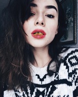 collage long_hair clothed brunette shrunken_man earrings imminent_vore parted_lips