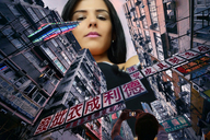 giantess collage buildings low_angle face looking_down sky point_of_view looking_at_viewer street_view redcoffee1