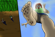 drawing giantess feet color anime shrunken_men foot_crush point_of_view