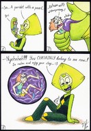drawing vore comic licking story teasing dialogue no_background green_skin pearl steven_universe peridot purple_tongue