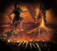 giantess collage mega destruction rampage foot_crush fire volcano giantess_katelyn leopard_print goldfish