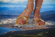 giantess collage city mega sandals outdoors open_toe
