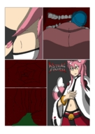 drawing vore comic color tongue clothed glasses digestion fangs open_mouth point_of_view bracelet multiple_tails blazblue kokonoe