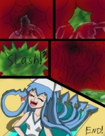 drawing vore color long_hair blue_hair digestion open_mouth ika_musume point_of_view squid_girl tentacle_hair stomach_noises