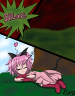drawing vore tail sleeping color cat_ears digestion pink_hair gloves short_hair boots swallowed choker point_of_view