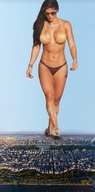 bikini breasts giantess collage city mega destruction barefoot buildings brunette abs walking sunglasses athletic freckles necklace new_york_city central_park michelle_lewin captain_rand