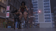 city large_breasts mini_giantess boots amazon looking_down wonder_woman leotard thick_thighs digital_render dc_comics endlessrain0110