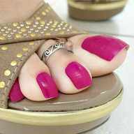 collage high_heels pink_nails pinned under_foot nail_polish toering open_toe hand_raised
