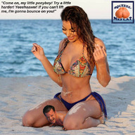 collage small_man size_difference beach butt_crush brunette domination amazon sand underneath pinned squeezemeflat looking_at_tiny