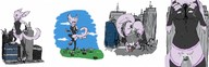 drawing giantess insertion furry anthro city destruction breast_crush bottomless outdoors dripping countryside panels between_breasts