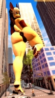 nude furry anthro city long_hair brunette smiling walking outdoors ankle_bracelet looking_back braid earrings cracked_pavement herro digital_render