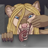 drawing giantess furry anthro city blonde long_hair tongue saliva mawshot open_mouth night outdoors sofia.exe
