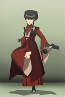 drawing black_hair long_hair toes barefoot angry blood gloves boots looking_down anirus einom no_background mai avatar_the_last_airbender transient