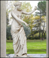 handheld barefoot topless goddess short_hair shrunken_man photograph statue looking_at_tiny roman