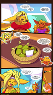drawing furry anthro blonde comic long_hair cleavage huge_breasts jolty red_hair jolteon top dialogue flareon pear