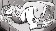 drawing monochrome long_hair climbing lying_down sandals shrunken_man sunglasses painting_nails nail_polish necklace earrings sofa the_loud_house leni_loud bonesplinters